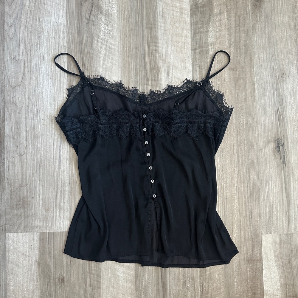 Hollister Black Lace-Trim Button Front Camisole